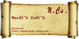 Mazák Csák névjegykártya